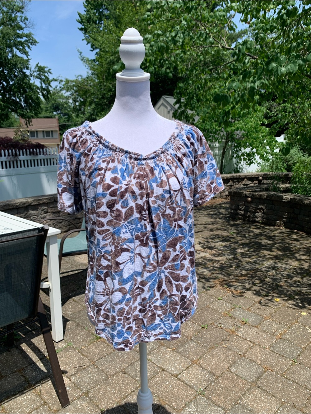 LOFT Oversized Cotton Floral Off the Shoulder Top